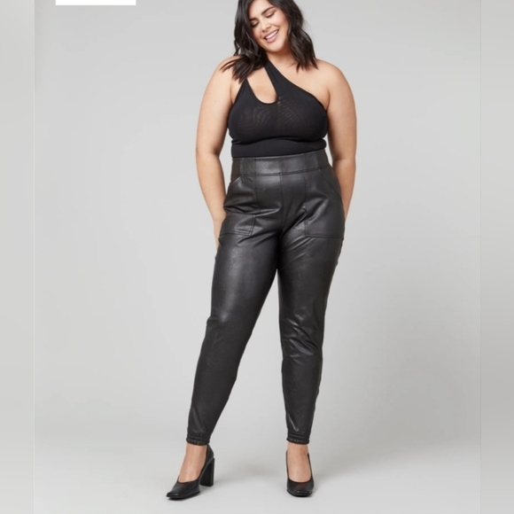 SPANX Black Women's Faux Leather Jogger - Picture 1 of 7